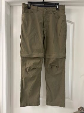 Eddie Bauer Convertible Tech Pant 34X30 green hiking Gorpcore‎ Nylon